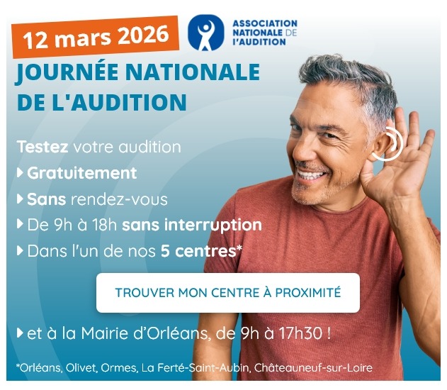 Testez votre audition gratuitement le 12 mars, de 9h à 18h dans l'un de nos 5 centres Audition Cornuau